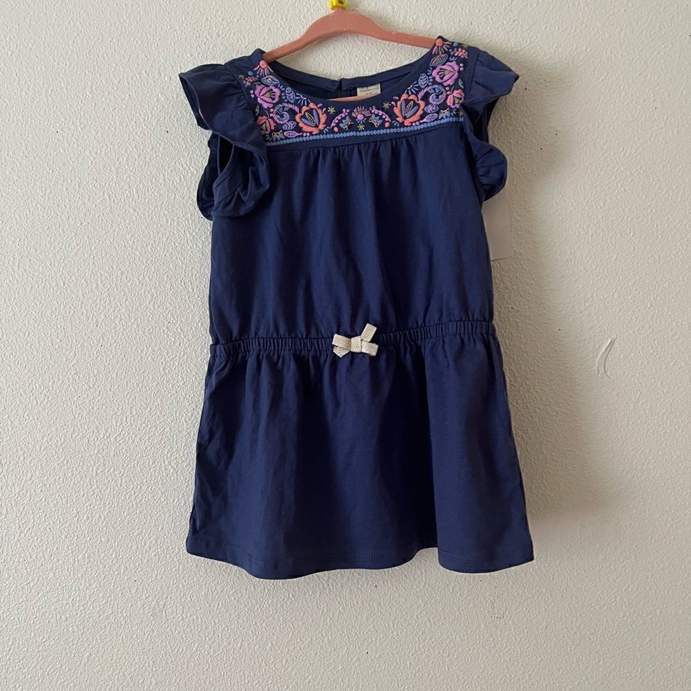 Oshkosh B’gosh Girls Size 4 Blue Tunic Top Embroidered Flowers